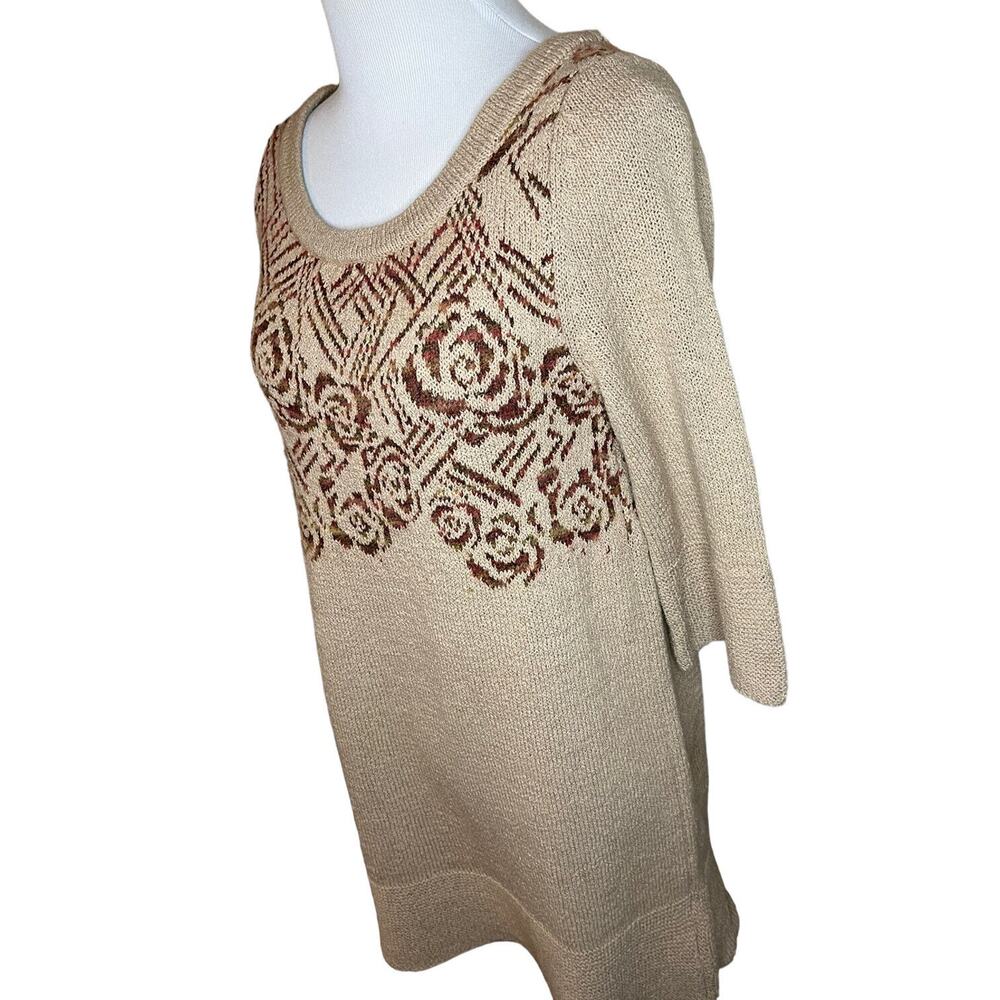 Free People Alpaca Wool Cotton Sz S Sweater Desert Rose Tan Knit Sweater Tunic - Picture 2 of 6